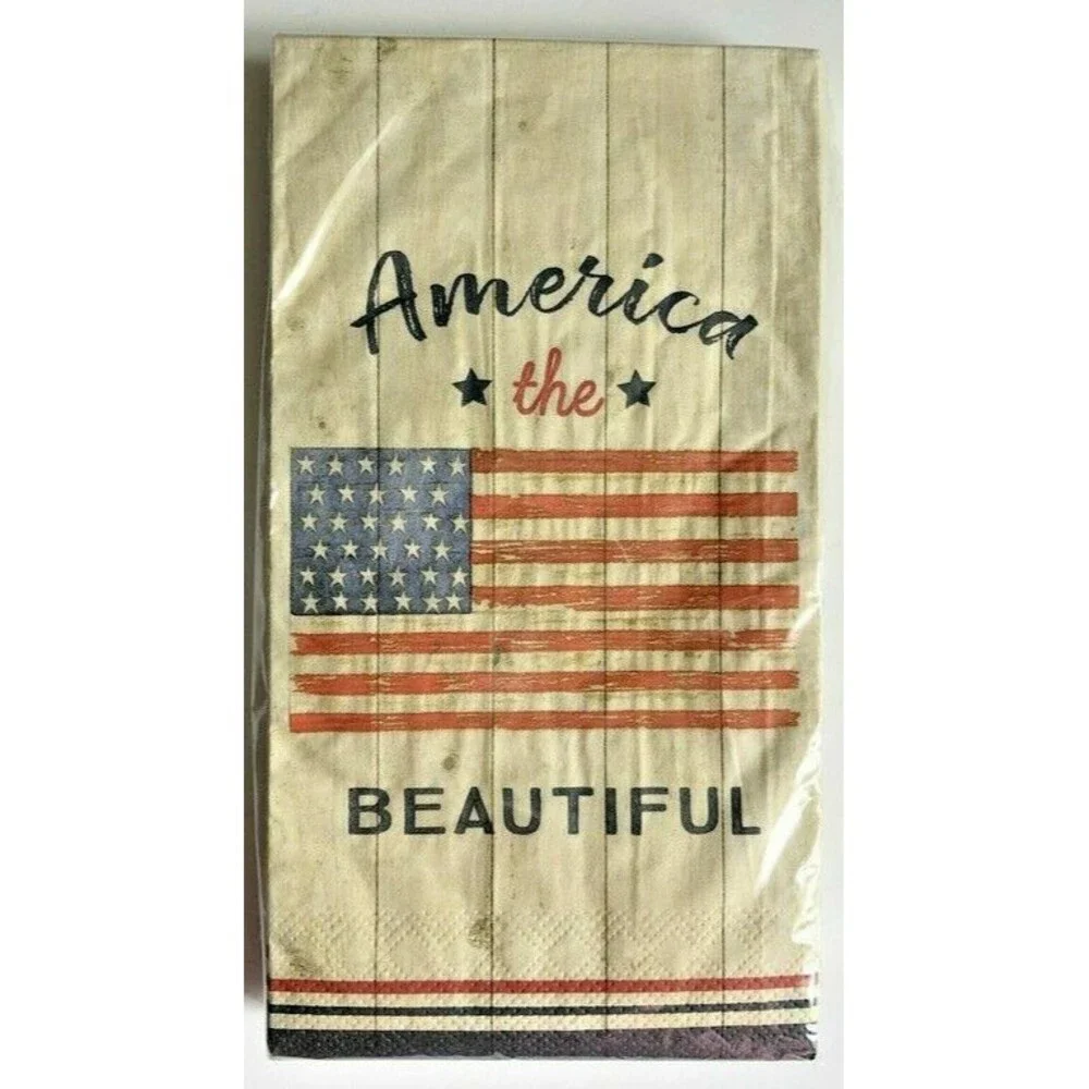 4th Of July Flag Buffet Paper Napkins Guest Towels 20 Ct Set of 2 Vintage Look